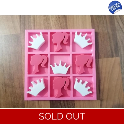 Barbie Tic Tac Toe Barbie Head & Crowns Bored Game 3D Printed